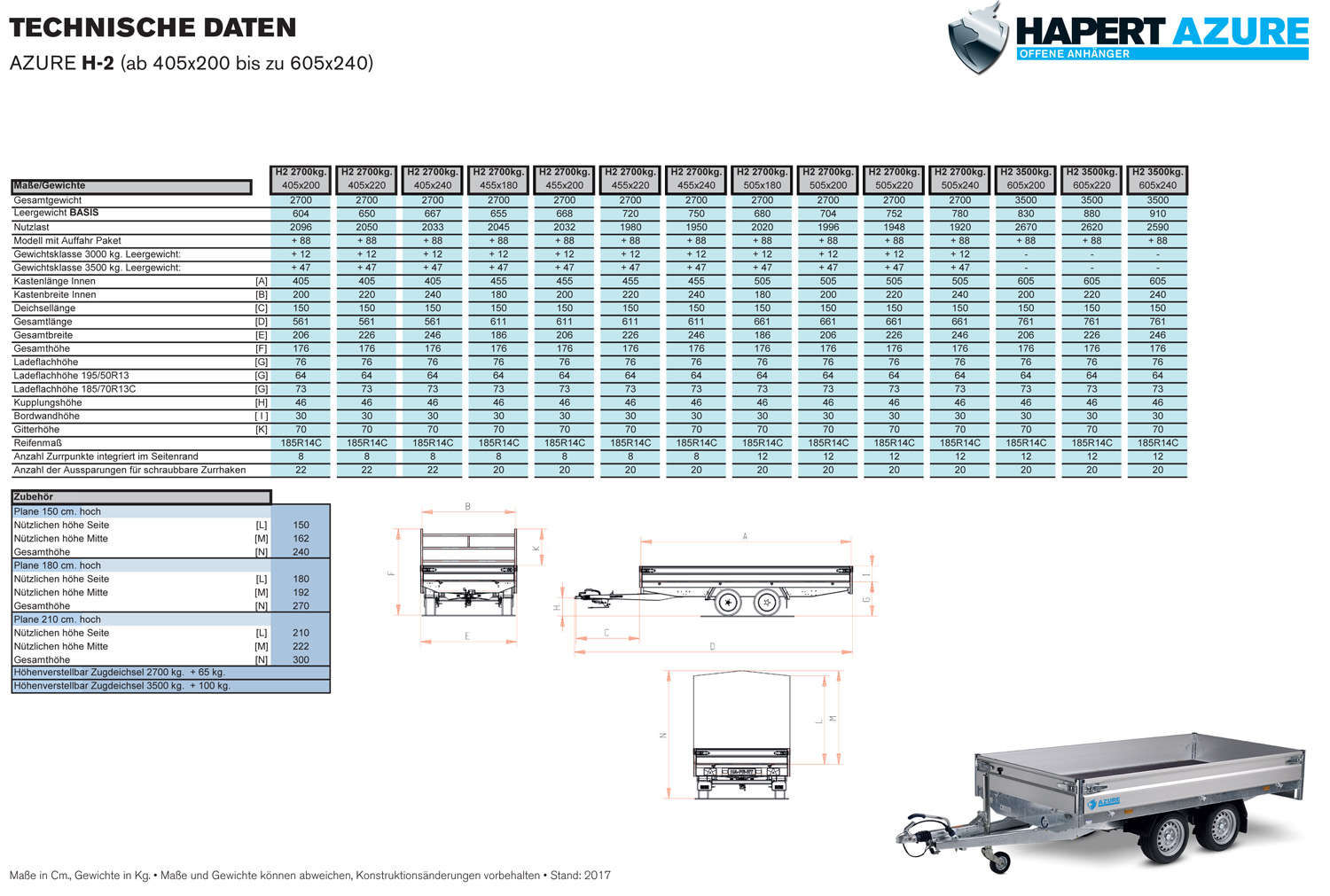 Hapert Azure H-2 – 3500 – 4050 x 2000 Parabelfederung inkl. Stoßdämpfer - Bild 7